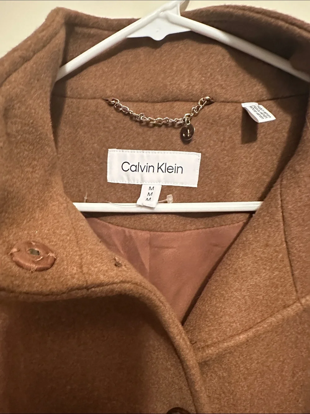 Gorgeous Calvin Klein Camel Single-Breasted Wool Coat - Picture 2 of 4